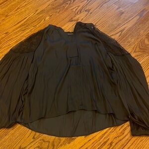 Decker Woman’s Black Top With Lace Accents Size M